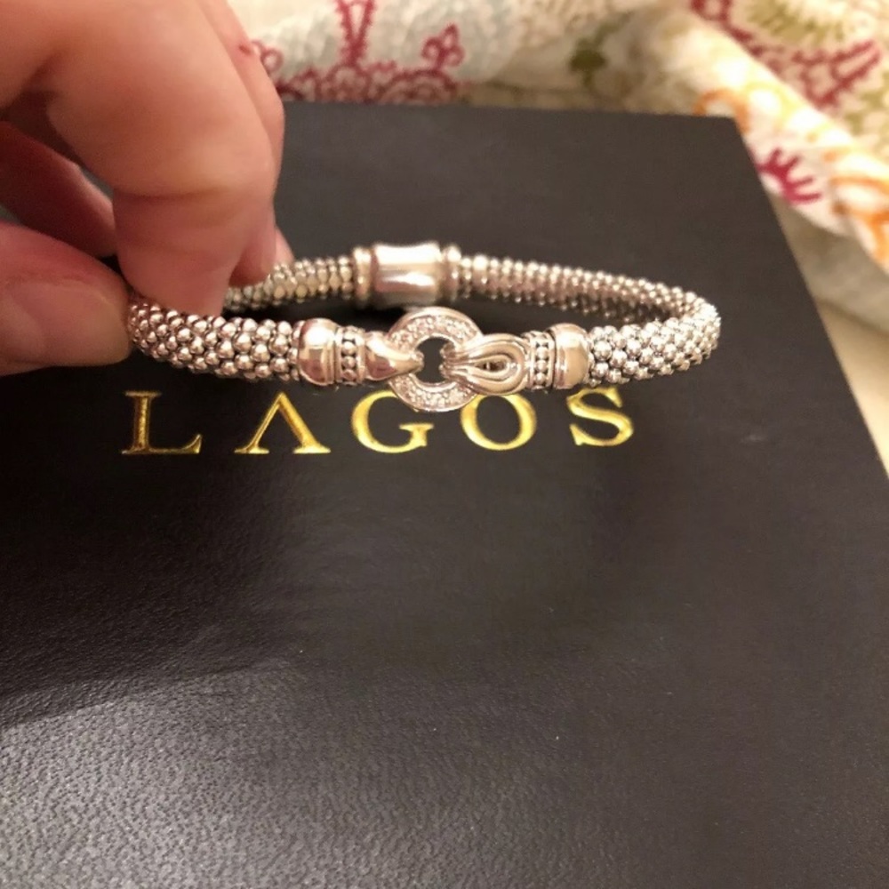Lagos Sterling Silver Diamond & Caviar bracelet 7